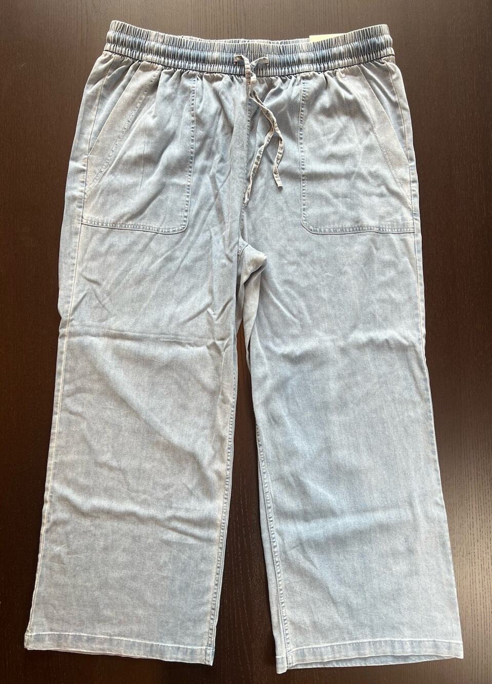 NWT Jenna Rose Woman Chambray Lightweight Jeans Drawstring Pants Stretch Size 3X